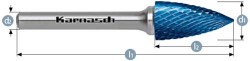 Борфреза парабола с заостренной головкой Karnasch   