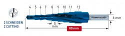 сверло ступенчатое по металлу двухзаходное с покрытием 4-12мм Karnasch 
