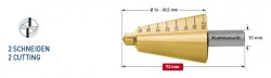 сверло коническое  с покрытием TiN-GOLD, диаметр 16-30,5 мм, двухзаходное  