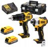 Бесщеточная ударная дрель-шуруповерт и винтоверт DEWALT 18v DCK2062E2T