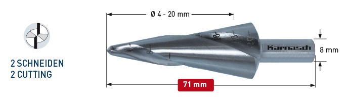 сверло коническое со спиралью диаметр 4-20 мм, двухзаходное