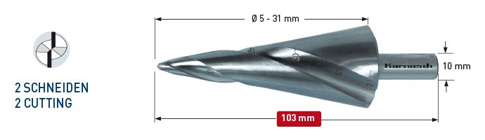 сверло коническое со спиралью диаметр 5-31 мм, двухзаходное   