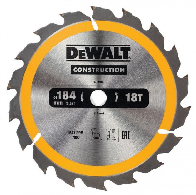 диск пильный по дереву с гвоздями DeWALT CONSTRUCTION 184/30 DT1941