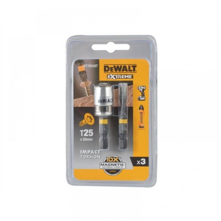 Биты DEWALT DT70538T, FLEXTORQ T25 50 мм, c магнитным держателем MAGNETIC SCREW LOCK