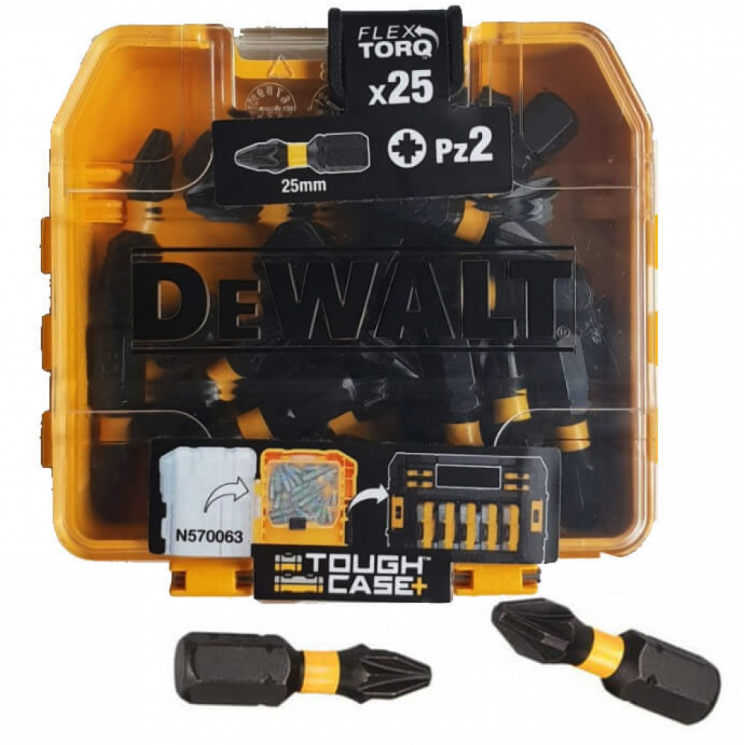 Набор бит DEWALT EXTREME DT70556T, FlexTorq PZ2 25 мм, 25 шт. в кейсе 