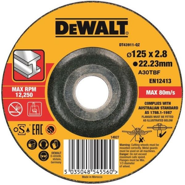 Круг отрезной по металлу DEWALT DT43911 тип 42 125х22,2х3,0мм